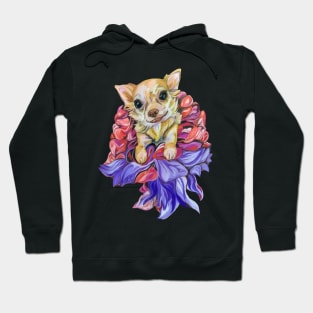 Chihuahua in the Dress Made of Flowers Hoodie